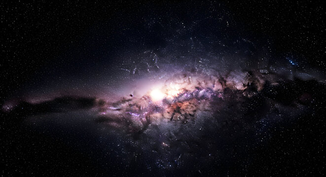 Vibrant Cosmic Galaxy with Luminous Core and Starry Dust Clouds - Powered by Adobe