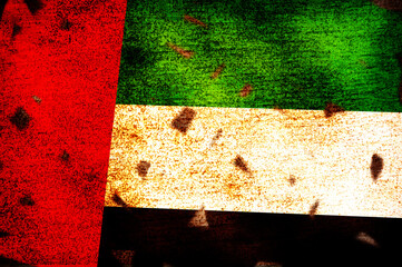 Grunge style filtered of UAE national flag.