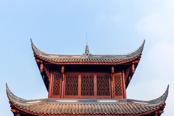 Fototapeta premium The red tiled roofs of traditional Chinese architecture