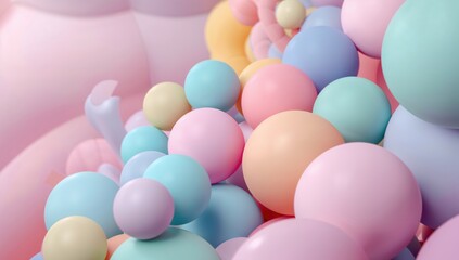 Background of vibrant pastel-colored plastic spheres