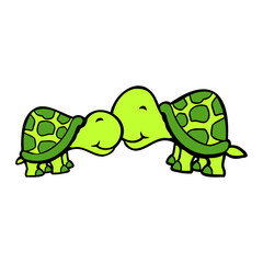 2 turtles cuddling sweet kissing couple love team