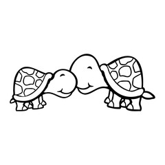 2 turtles cuddling sweet kissing couple love team