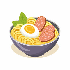 Savory Noodle Bowl with Sliced Sausage