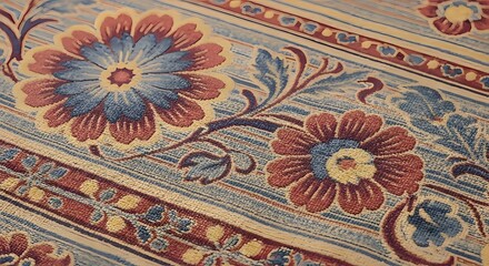 Fototapeta premium Rustic Aesthetic Floral Fabric Vintage Design and Pattern Detail, Classic Style for Decor