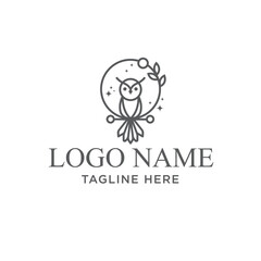 Minimalist Owl Logo Design with Circle and Leaf Elements