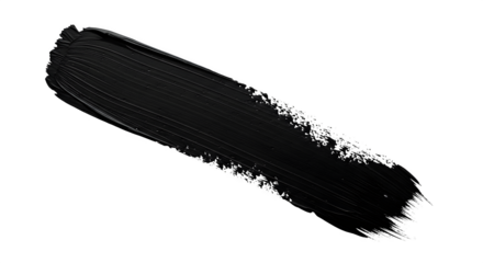 Black acrylic paint stroke isolated on transparent background, perfect for adding a dramatic touch to your designs and creative projects with its bold texture