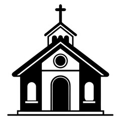 Wooden Chapel a simple vector clean black silhouette design white background