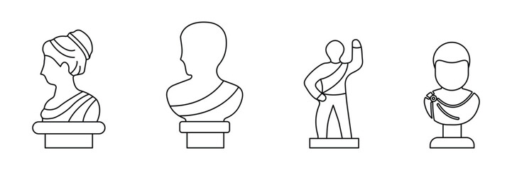 Ancient sculpture, roman bust, historical statue, emperor figure icon vector illustration for museum, art, culture, history, exhibition display decorative.