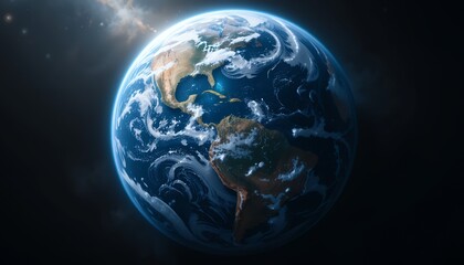 Obraz premium Detailed visual representation of planet earth showing north and south american continents
