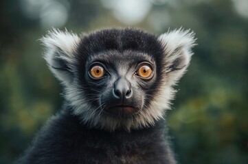 Fototapeta premium Hybrid of a dark lemur and a crowned lemur species from the African island