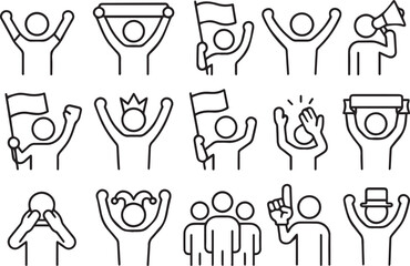 Crowd Icons Cheer Celebrate Support and Fan Symbols