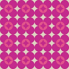 Pink Retro Interlock, Magenta Circle Bloom, Vintage Rose Pattern, Overlapping Floral Discs, Fuchsia Geometric Motif.
