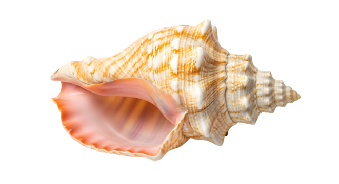 Seashell isolated on transparent background showing the concept of ocean, beach, nature, and summer vacation with its unique shape and texture