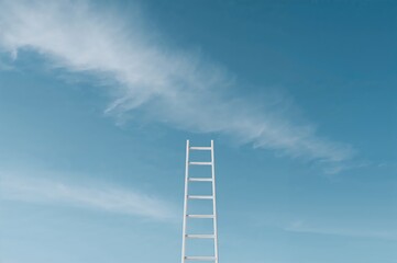 Illustration of a ladder reaching towards the clouds, symbolizing progress