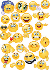 Emoticon Pack Vector Funny Emoji Faces Collection