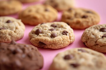 Close-up of cookies against a pink backdrop