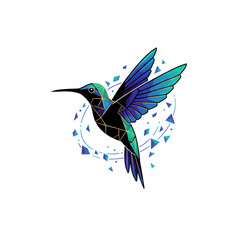 Obraz premium Geometric Hummingbird Vector – Abstract Polygon Wings in Minimalist Style