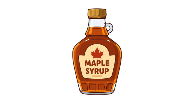 Delicious breakfast maple syrup bottle sweet pancake topping tasty food illustration drawing design graphic on transparent background