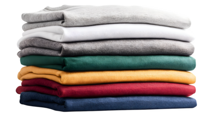 Stack of Folded T-shirts, isolated on transparent background