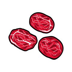 fresh red meat slices on top vector illustration