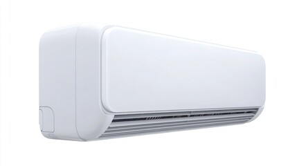 White air conditioner unit on white background