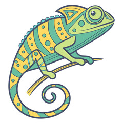 Stylized chameleon with geometric patterns