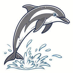 A cartoon dolphin jumping out of the water