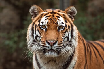 Fototapeta premium Close-up of a tiger inside an animal sanctuary
