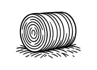 vector line illustration hay bale isolated on white background