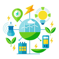 Sustainable Energy & Green Power Vector Infographic