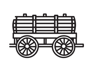 Hay Wagon Icon in Minimalist 2D Vector Line Illustration Artwork