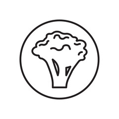 Broccoli line icon in circle isolated on transparent background. Vegan and vegetarian food symbol. Healthy vegetable outline icon set including broccoli, cabbage and greens. Simple nutrition design.