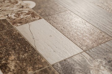 Fototapeta premium Close-up photo of ceramic floor tiles in vertical format, ideal for backgrounds