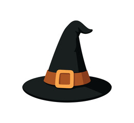 flat vector colored illustration witch hat halloween isolated on white background