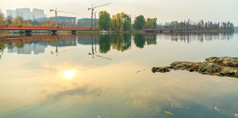 Natural landscape in Chengdu Jinjiang Lake Park