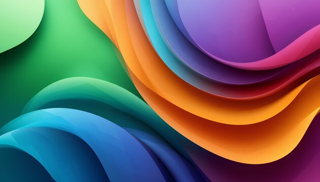 Colorful layered abstract shapes creating a vibrant and dynamic visual composition with smooth