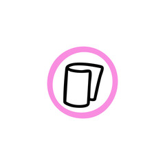 Simple black outline drawing of an apple with a green leaf