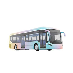 Modern city bus with pastel gradient paint isolated on transparent background