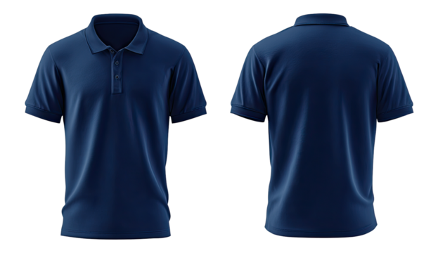 Dark navy polo shirt, front and back views (5)