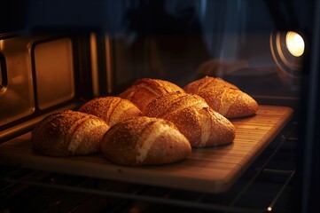 Traditional Northern European bonfire breads baking in an oven