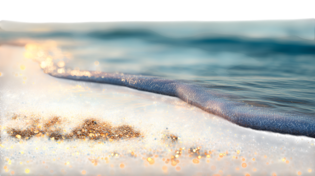 Golden beach wave, isolated on transparent background