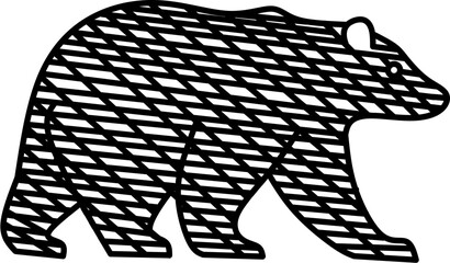 crosshatch pattern bear silhouette vector