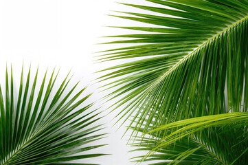 Obraz premium Tropical palm fronds set against a plain white backdrop