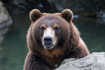Adorable brown bear inside the animal park