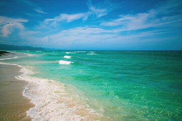 Obraz premium The sea is an extensive expanse of saline water encompassing more than 70% of the planet's surface, vital for maintaining the Earth's climate and supporting ecosystems.