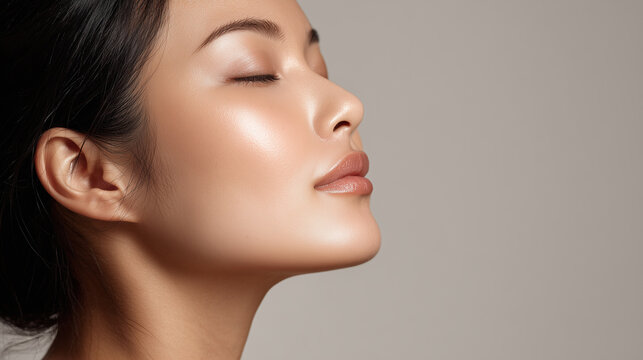Beautiful Skin Side View Of Asian Woman