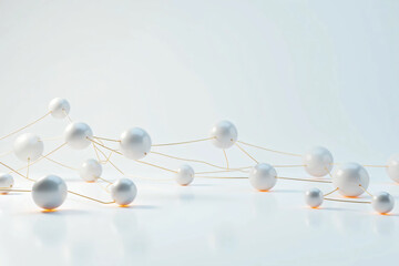 Clean 3D rendering of a social connection network with interconnected nodes and links representing communication, digital interaction, teamwork, and technology structure in an abstract visual diagram.