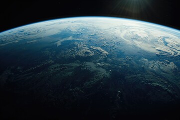 Fototapeta premium View of Earth from orbit, digital rendering of the globe, image components supplied by a space agency