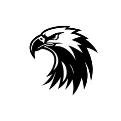 Minimalist Eagle Head Logo Design. Vector artwork of a minimalist eagle head logo in black design. Modern, fierce, and powerful illustration suitable for branding, mascot, tattoo, or graph