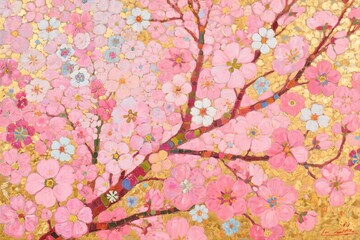 Cherry Blossom Tree with Golden Background product mockup photo E-commerce marketing poster Background shooting scene